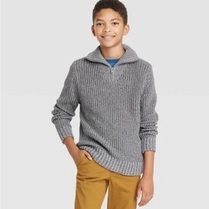Cat & Jack Boys Gray Quarter Zip Sweater NWT